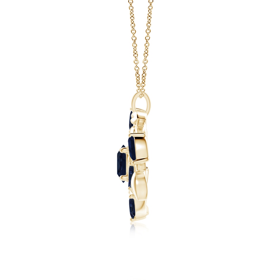 7mm A Round and Marquise Sapphire Olive Branch Pendant in Yellow Gold side 199
