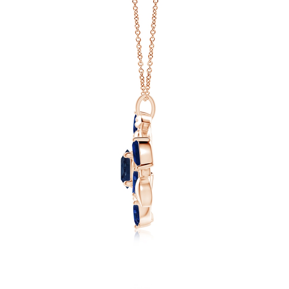 7mm AA Round and Marquise Sapphire Olive Branch Pendant in Rose Gold side 199