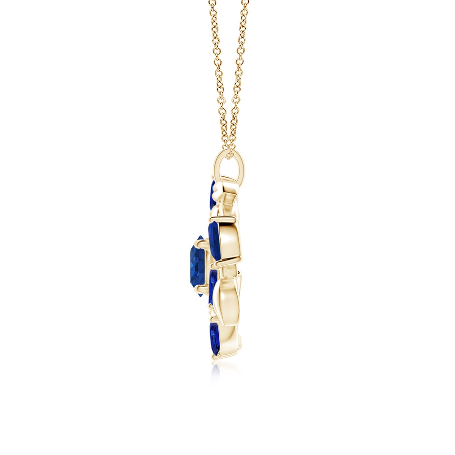 7mm AAA Round and Marquise Sapphire Olive Branch Pendant in Yellow Gold side 199