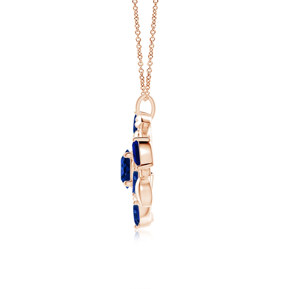 7mm AAAA Round and Marquise Sapphire Olive Branch Pendant in Rose Gold side 199