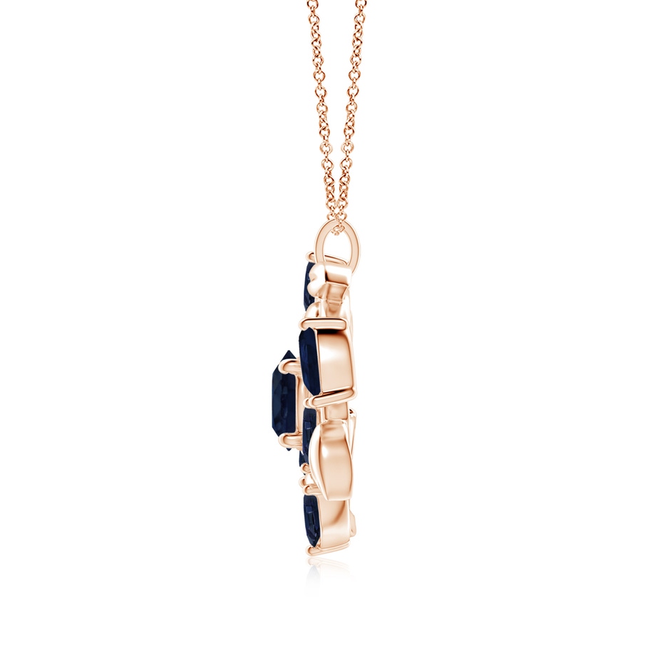 8mm A Round and Marquise Sapphire Olive Branch Pendant in Rose Gold side 199