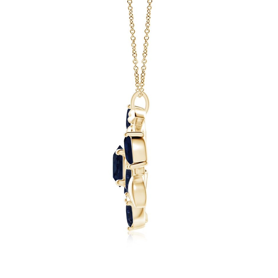 8mm A Round and Marquise Sapphire Olive Branch Pendant in Yellow Gold side 199