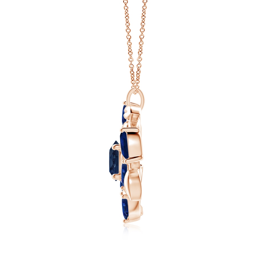 8mm AA Round and Marquise Sapphire Olive Branch Pendant in Rose Gold side 199