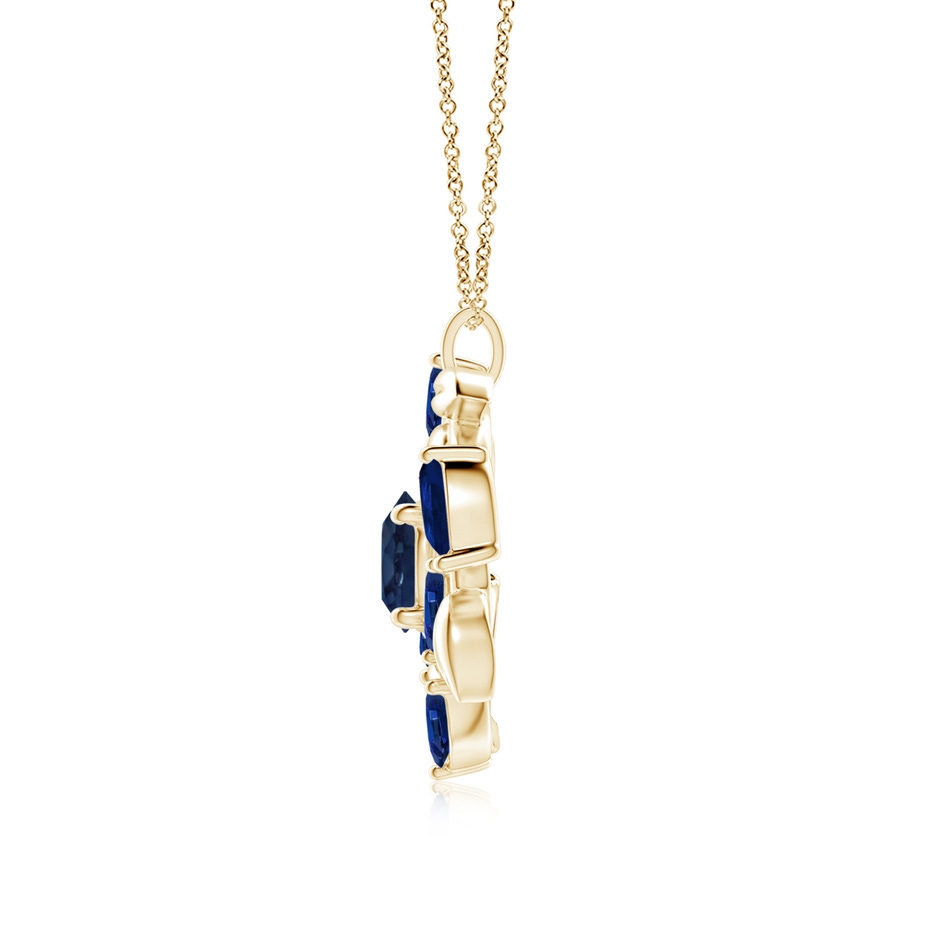 8mm AA Round and Marquise Sapphire Olive Branch Pendant in Yellow Gold side 199
