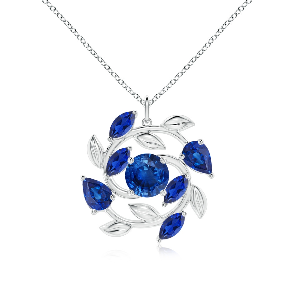 8mm AAA Round and Marquise Sapphire Olive Branch Pendant in P950 Platinum 