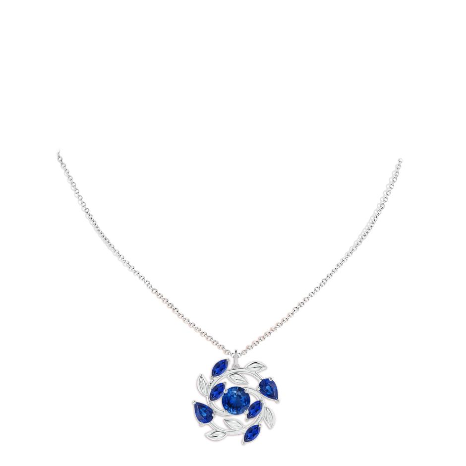 8mm AAA Round and Marquise Sapphire Olive Branch Pendant in P950 Platinum pen