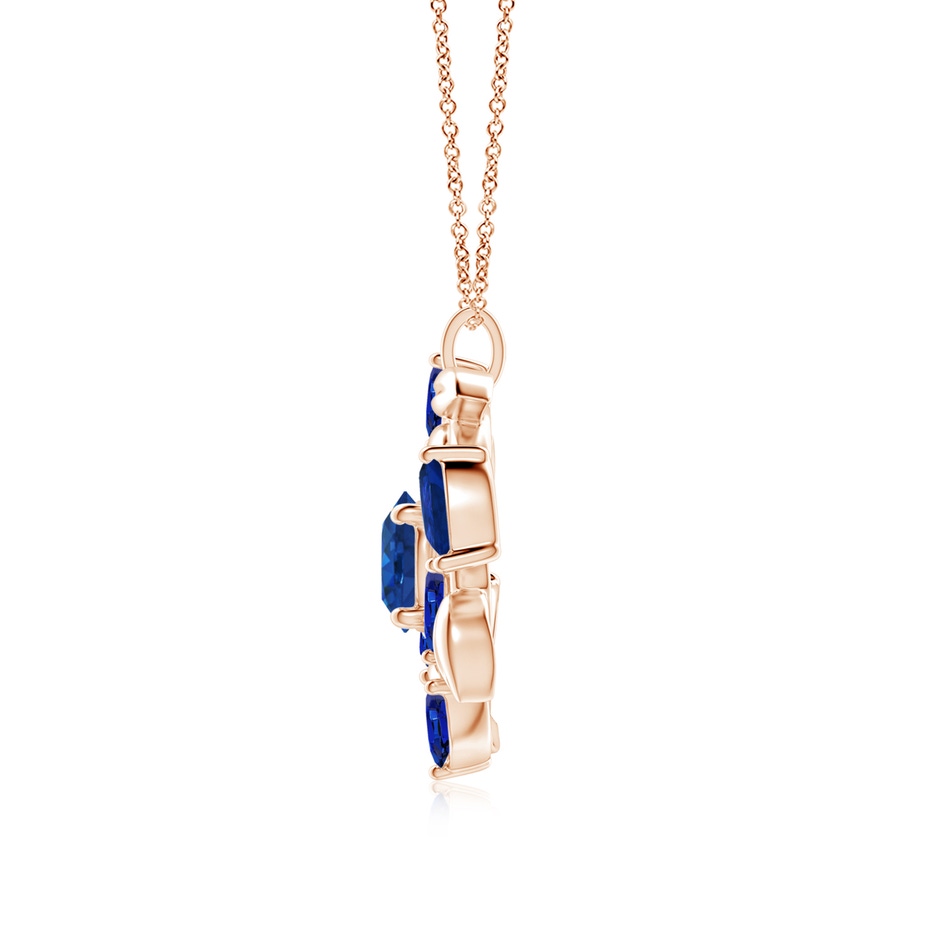 8mm AAA Round and Marquise Sapphire Olive Branch Pendant in Rose Gold side 199