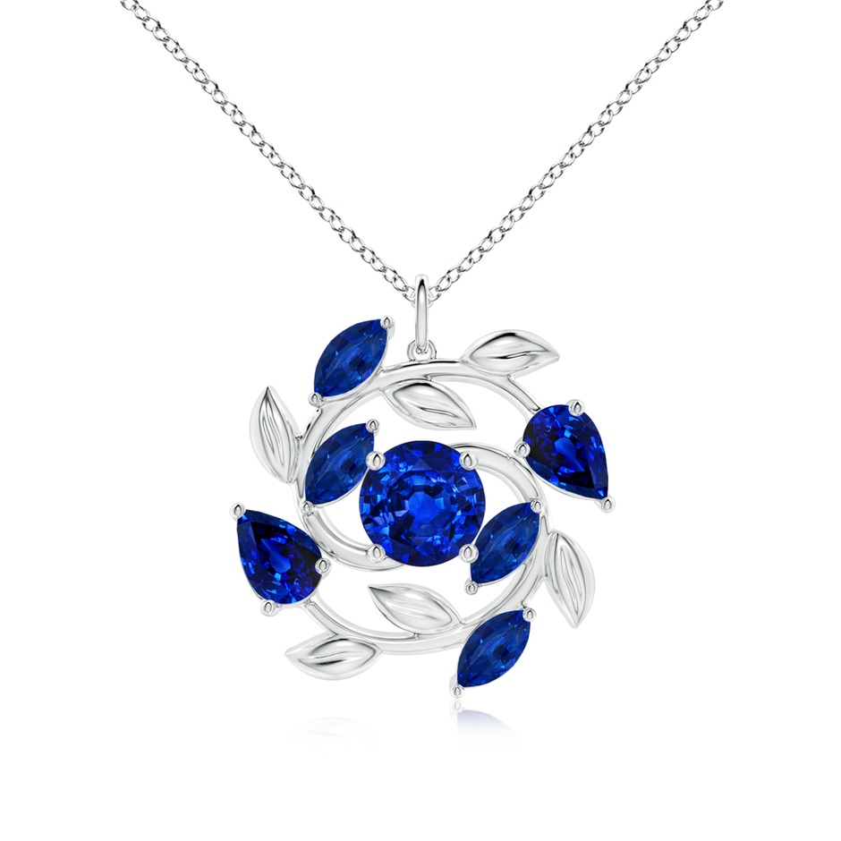 8mm AAAA Round and Marquise Sapphire Olive Branch Pendant in P950 Platinum 