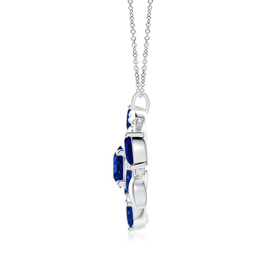8mm AAAA Round and Marquise Sapphire Olive Branch Pendant in P950 Platinum side 199