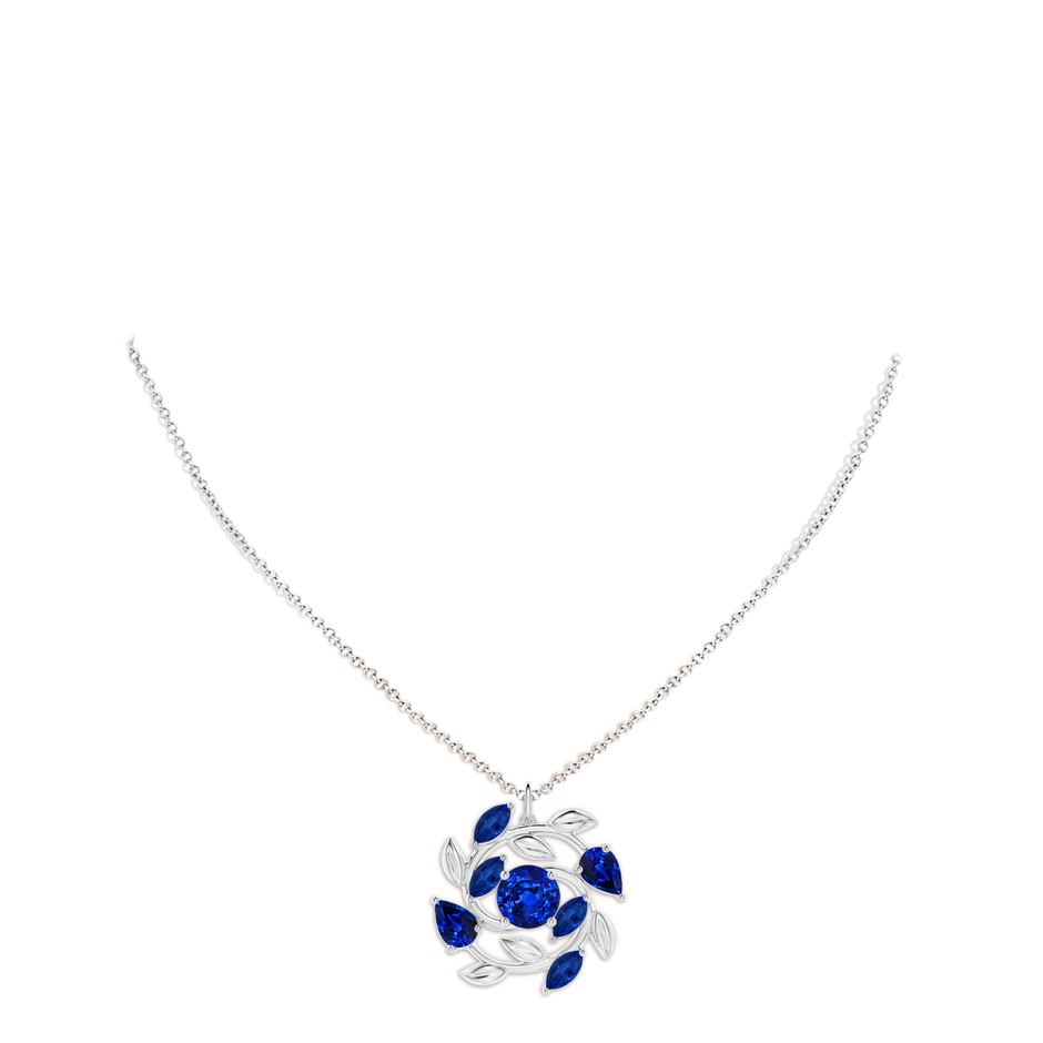 8mm AAAA Round and Marquise Sapphire Olive Branch Pendant in P950 Platinum pen