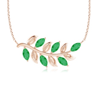 5x2.5mm A Marquise Emerald Olive Branch Pendant in Rose Gold