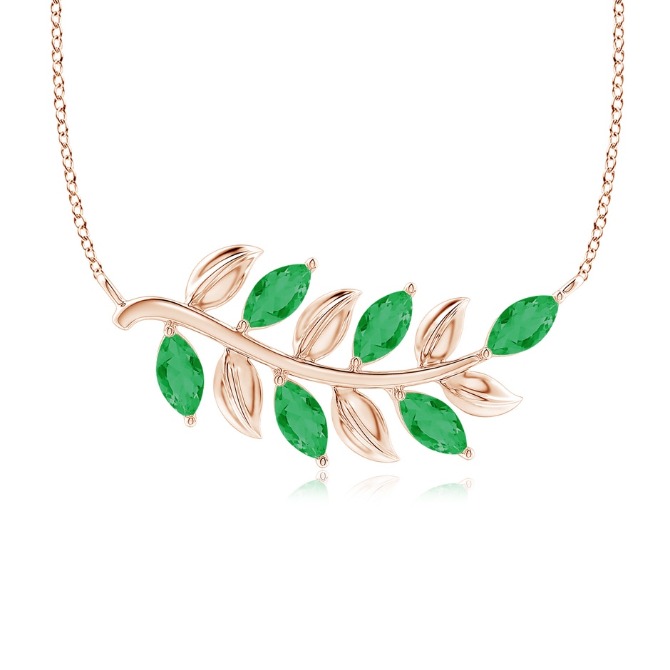 5x2.5mm A Marquise Emerald Olive Branch Pendant in Rose Gold 