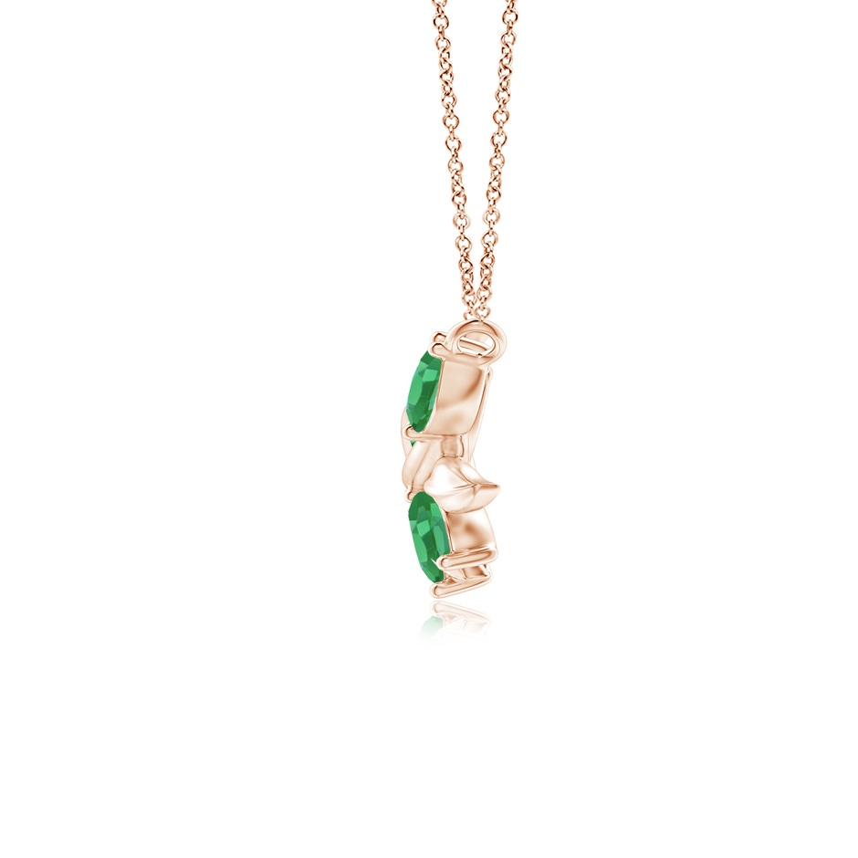5x2.5mm A Marquise Emerald Olive Branch Pendant in Rose Gold side 1