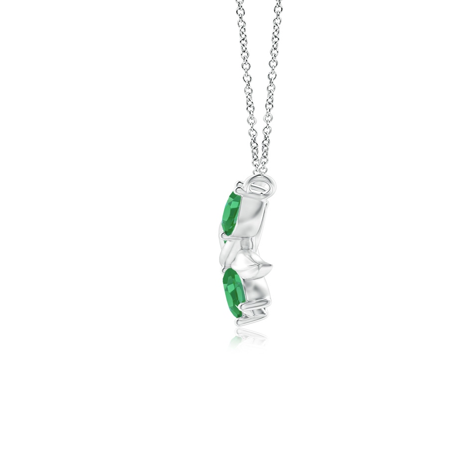 5x2.5mm A Marquise Emerald Olive Branch Pendant in White Gold side 1