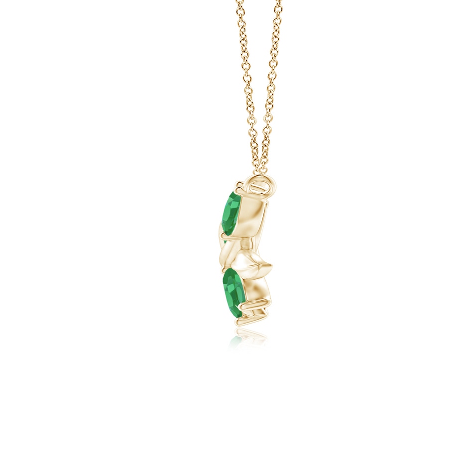 5x2.5mm A Marquise Emerald Olive Branch Pendant in Yellow Gold side 1