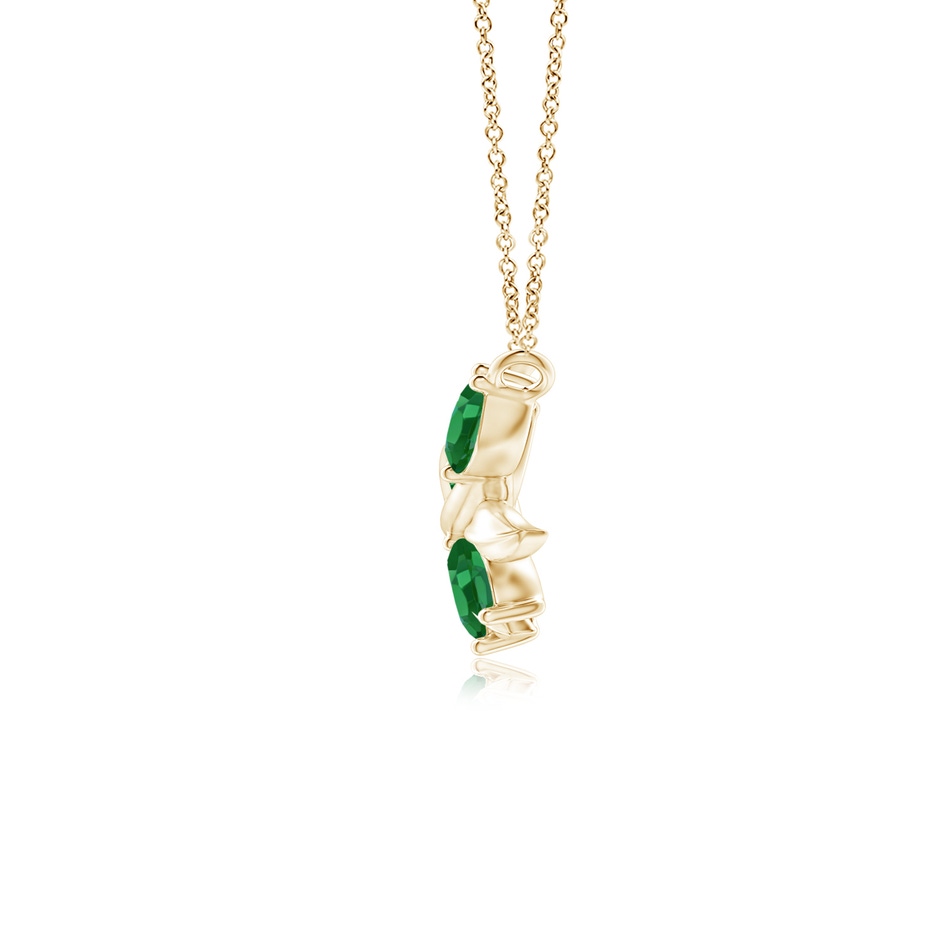 5x2.5mm AA Marquise Emerald Olive Branch Pendant in Yellow Gold side 1
