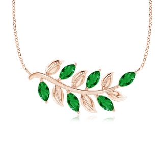 5x2.5mm AAA Marquise Emerald Olive Branch Pendant in 10K Rose Gold