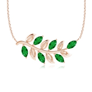 5x2.5mm AAA Marquise Emerald Olive Branch Pendant in 9K Rose Gold