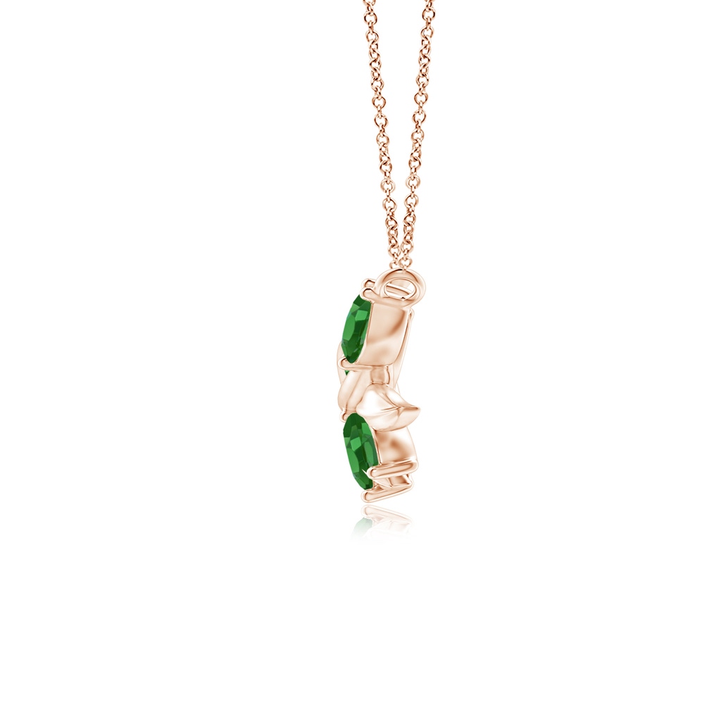 5x2.5mm AAA Marquise Emerald Olive Branch Pendant in Rose Gold Side 1