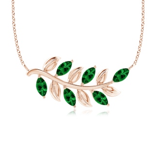 5x2.5mm AAAA Marquise Emerald Olive Branch Pendant in 10K Rose Gold