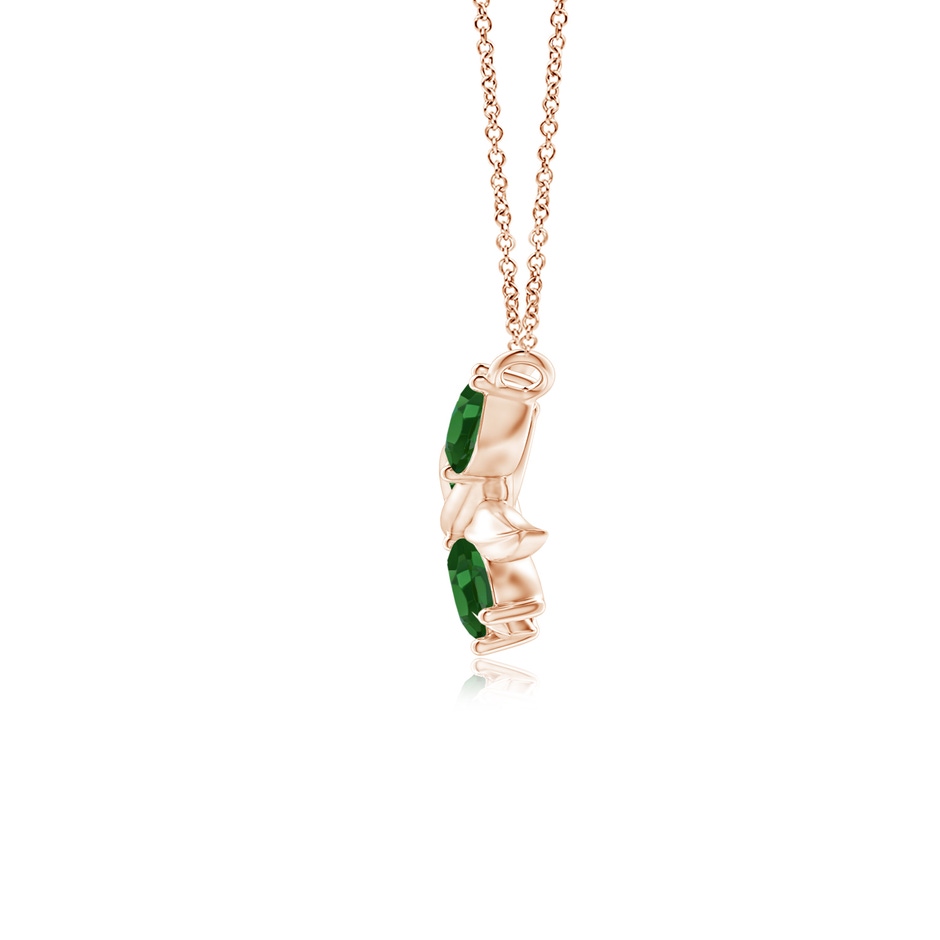 5x2.5mm AAAA Marquise Emerald Olive Branch Pendant in Rose Gold side 1