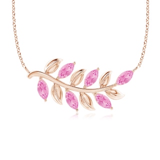 5x2.5mm A Marquise Pink Sapphire Olive Branch Pendant in Rose Gold