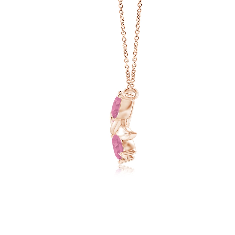 5x2.5mm A Marquise Pink Sapphire Olive Branch Pendant in Rose Gold side 1