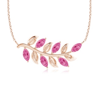 5x2.5mm AAA Marquise Pink Sapphire Olive Branch Pendant in Rose Gold