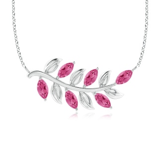 5x2.5mm AAAA Marquise Pink Sapphire Olive Branch Pendant in White Gold