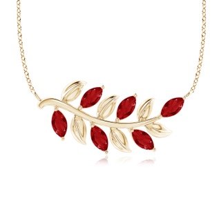 5x2.5mm AAA Marquise Ruby Olive Branch Pendant in 9K Yellow Gold