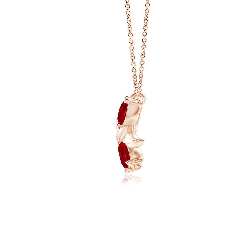 5x2.5mm AAA Marquise Ruby Olive Branch Pendant in Rose Gold Side 1