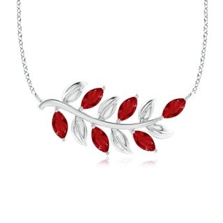 5x2.5mm AAA Marquise Ruby Olive Branch Pendant in White Gold