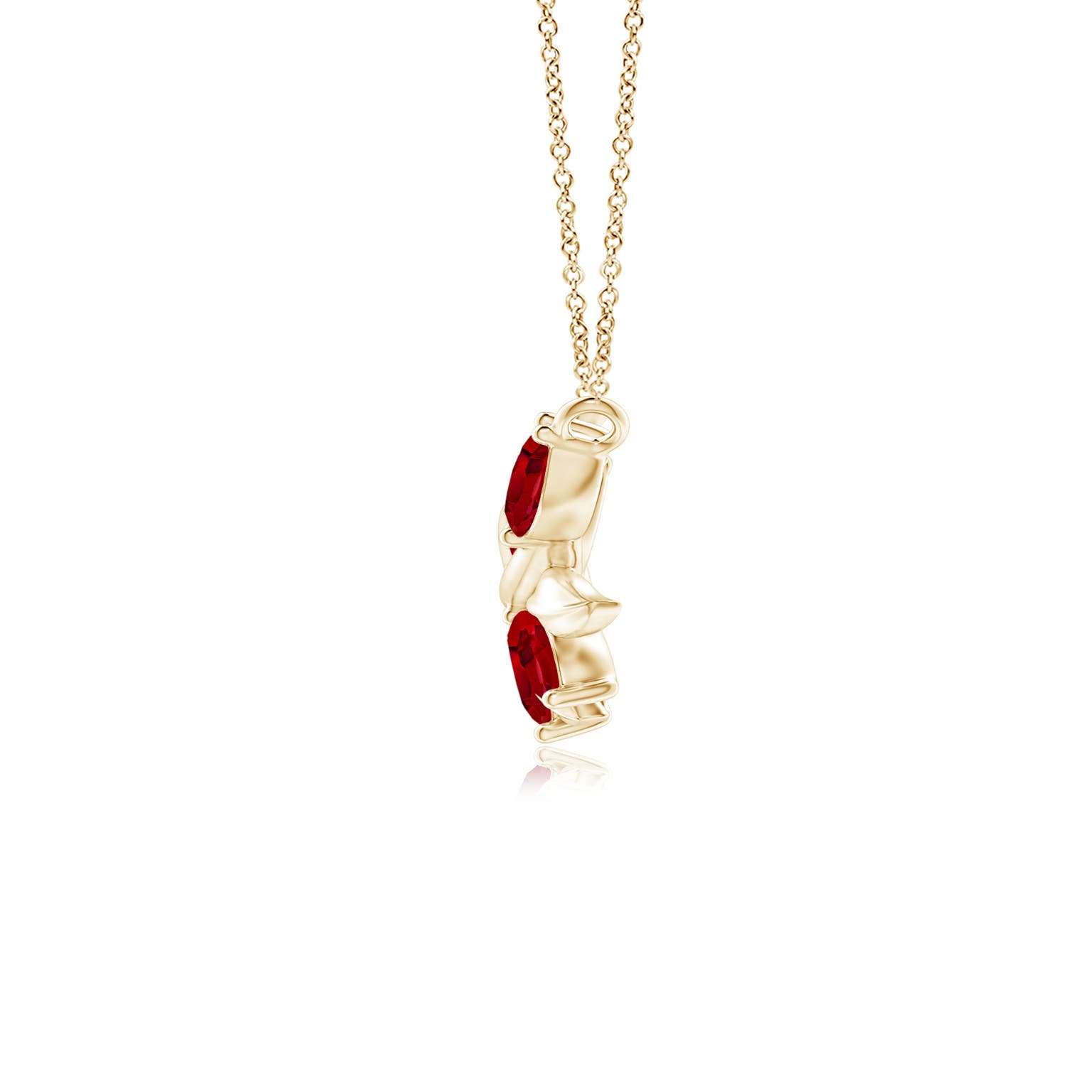 5x2.5mm AAA Marquise Ruby Olive Branch Pendant in Yellow Gold