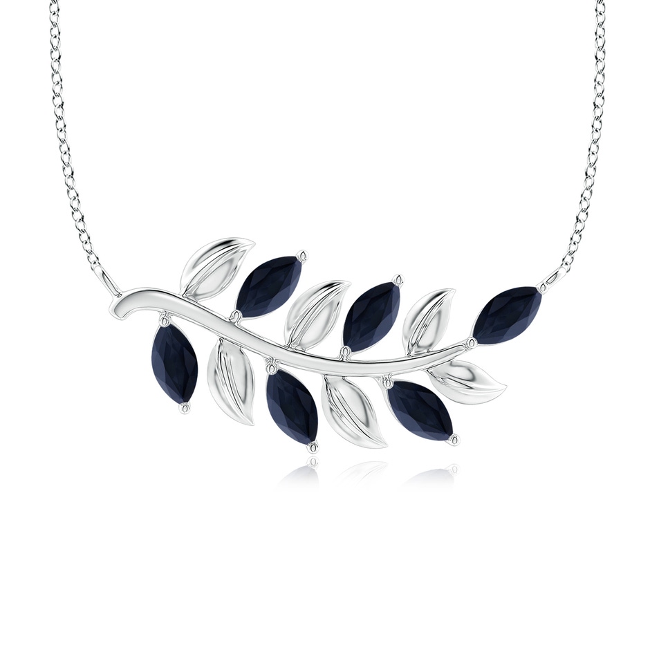 5x2.5mm A Marquise Sapphire Olive Branch Pendant in White Gold 