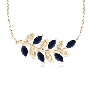 5x2.5mm A Marquise Sapphire Olive Branch Pendant in Yellow Gold