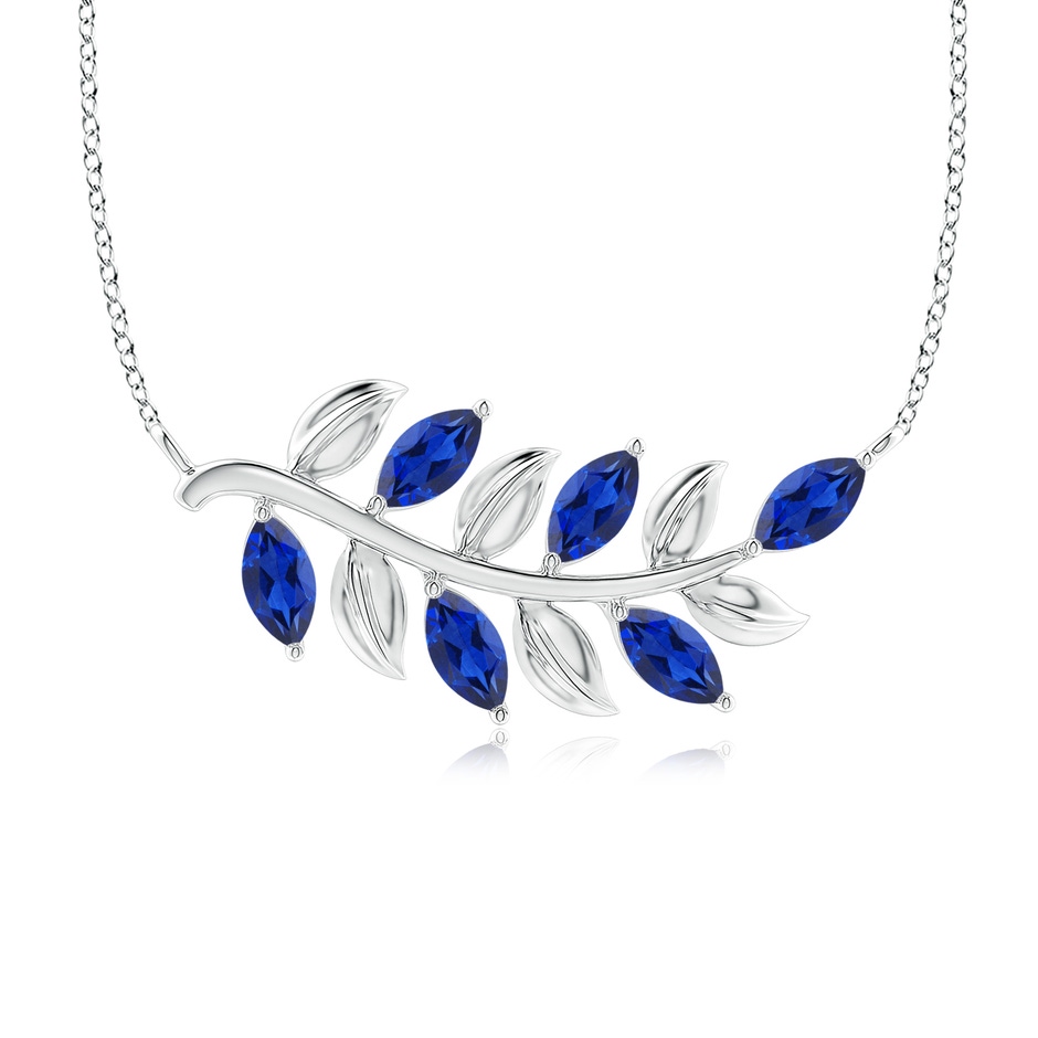 5x2.5mm AAA Marquise Sapphire Olive Branch Pendant in White Gold 