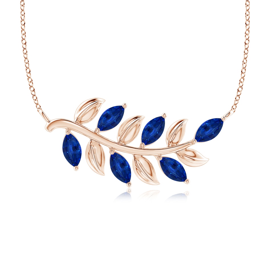 5x2.5mm AAAA Marquise Sapphire Olive Branch Pendant in Rose Gold 