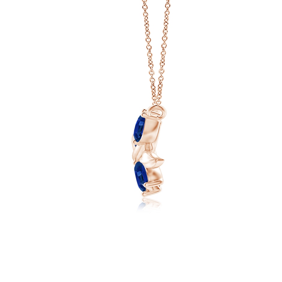5x2.5mm AAAA Marquise Sapphire Olive Branch Pendant in Rose Gold side 1