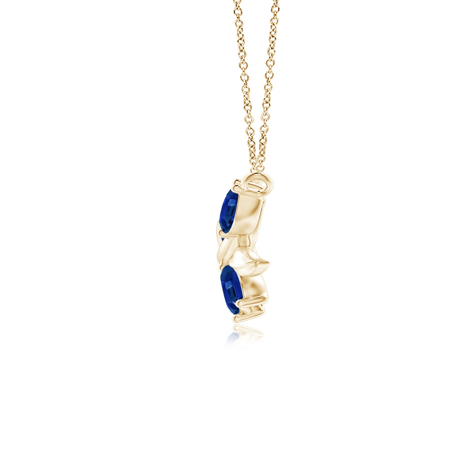 5x2.5mm AAAA Marquise Sapphire Olive Branch Pendant in Yellow Gold side 1