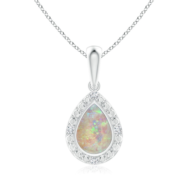 Opal Teardrop Pendant with Diamond Halo | Angara