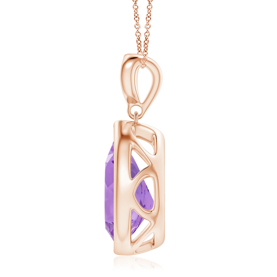 12x8mm A Bezel-Set Amethyst Teardrop Pendant with Diamond in Rose Gold side 199