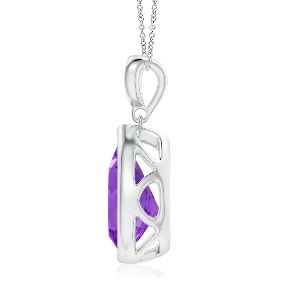 12x8mm AAA Bezel-Set Amethyst Teardrop Pendant with Diamond in S999 Silver side 199