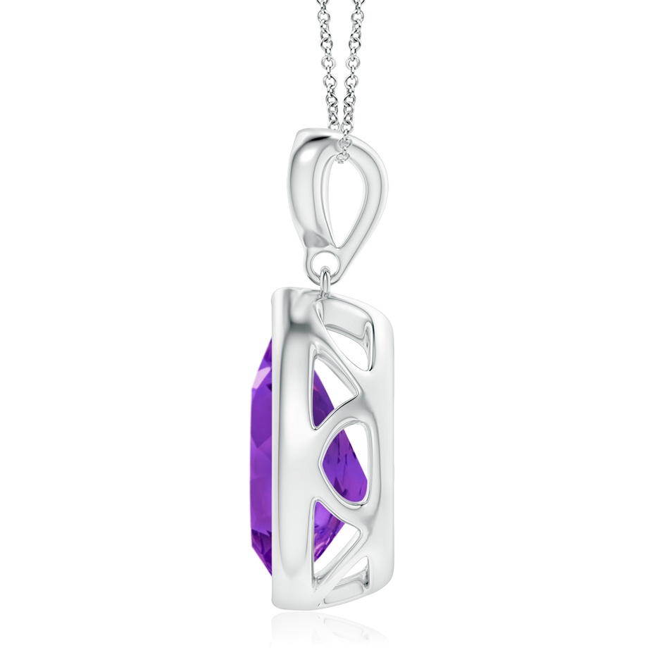 12x8mm AAAA Bezel-Set Amethyst Teardrop Pendant with Diamond in P950 Platinum side 199