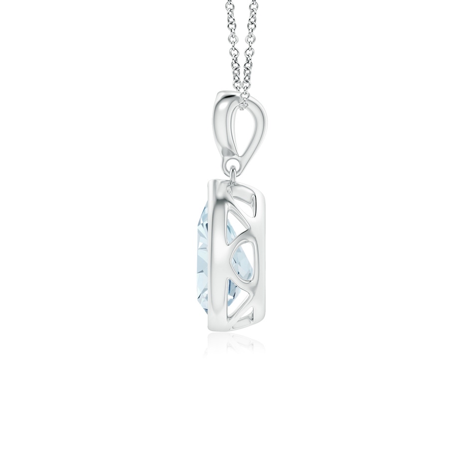 8x6mm A Bezel-Set Aquamarine Teardrop Pendant with Diamond in P950 Platinum side 199