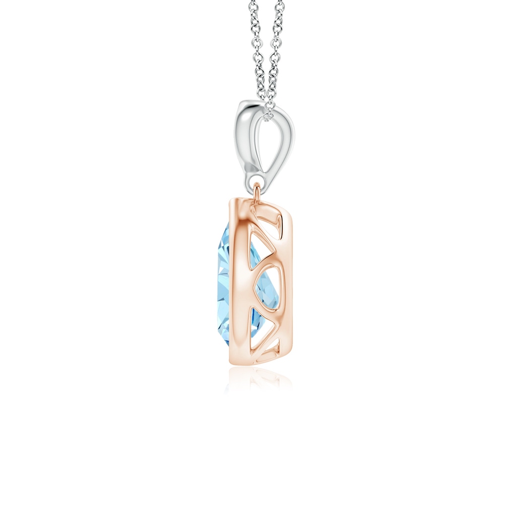 8x6mm AAAA Bezel-Set Aquamarine Teardrop Pendant with Diamond in Rose Gold White Gold - side 199