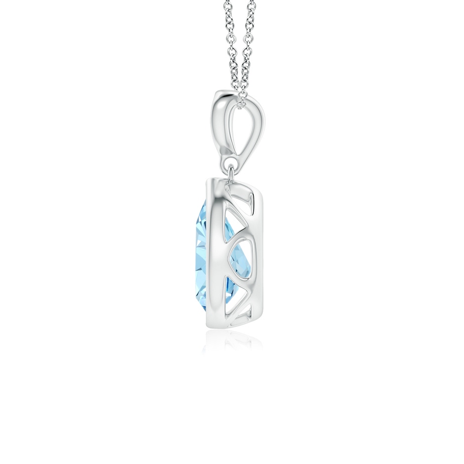 8x6mm AAAA Bezel-Set Aquamarine Teardrop Pendant with Diamond in White Gold side 199