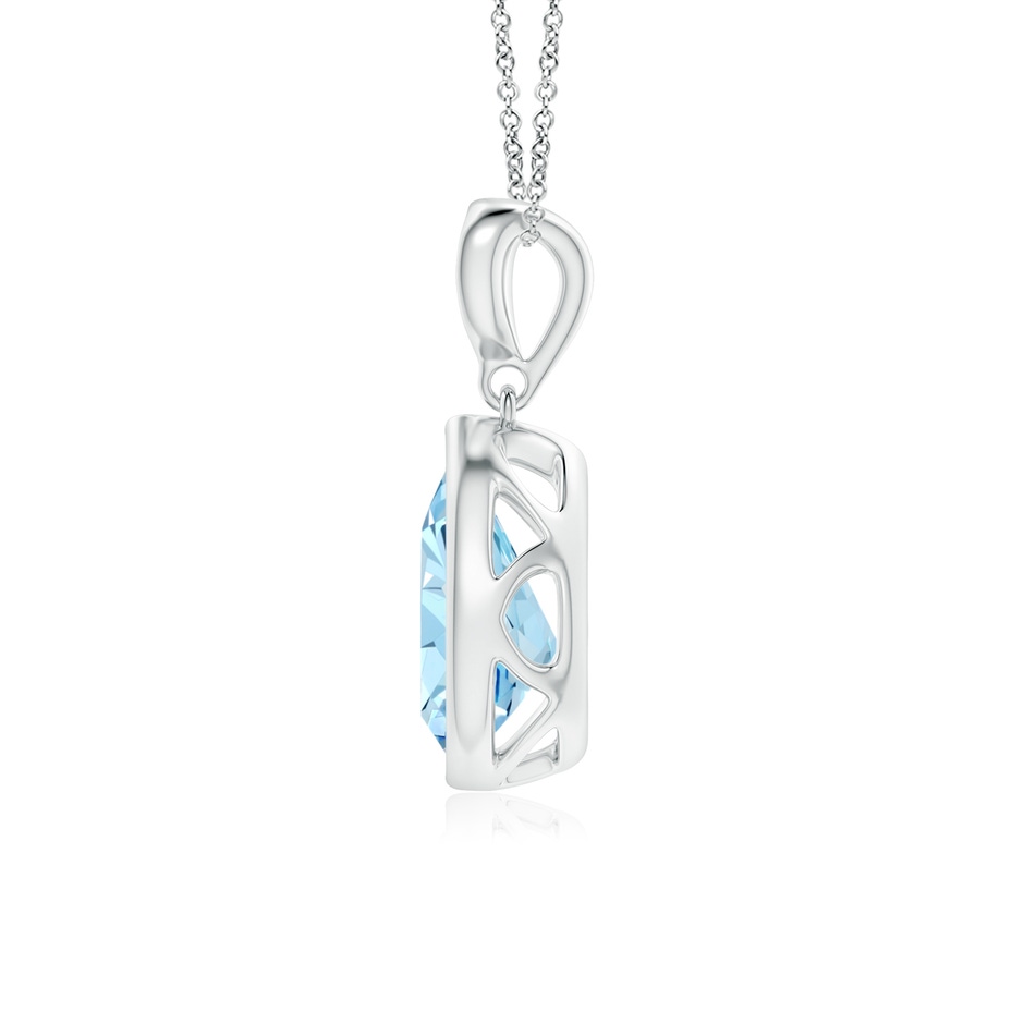 9x6mm AAAA Bezel-Set Aquamarine Teardrop Pendant with Diamond in White Gold side 199