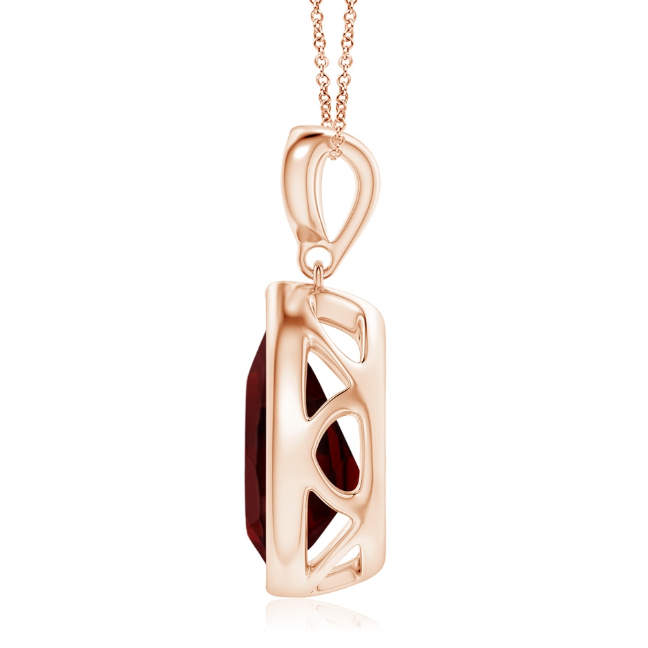 12x8mm AA Bezel-Set Garnet Teardrop Pendant with Diamond in Rose Gold side 199
