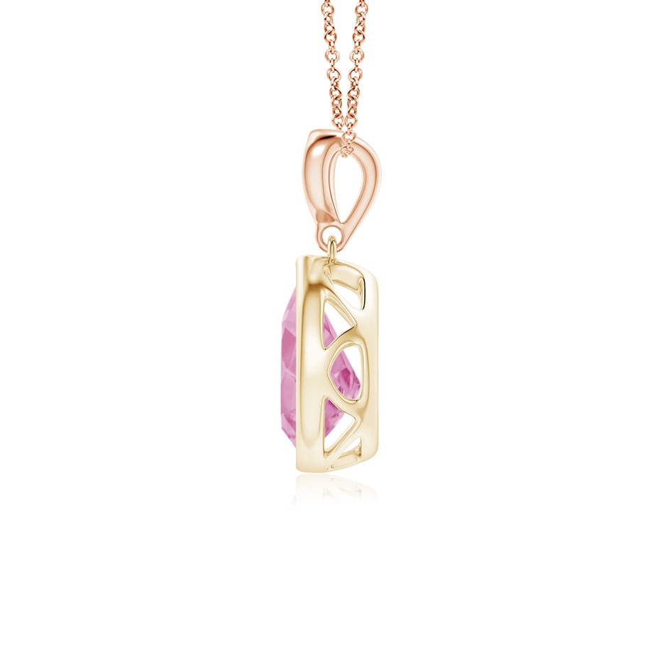 8x6mm A Bezel-Set Pink Tourmaline Teardrop Pendant with Diamond in Yellow Gold Rose Gold side 199