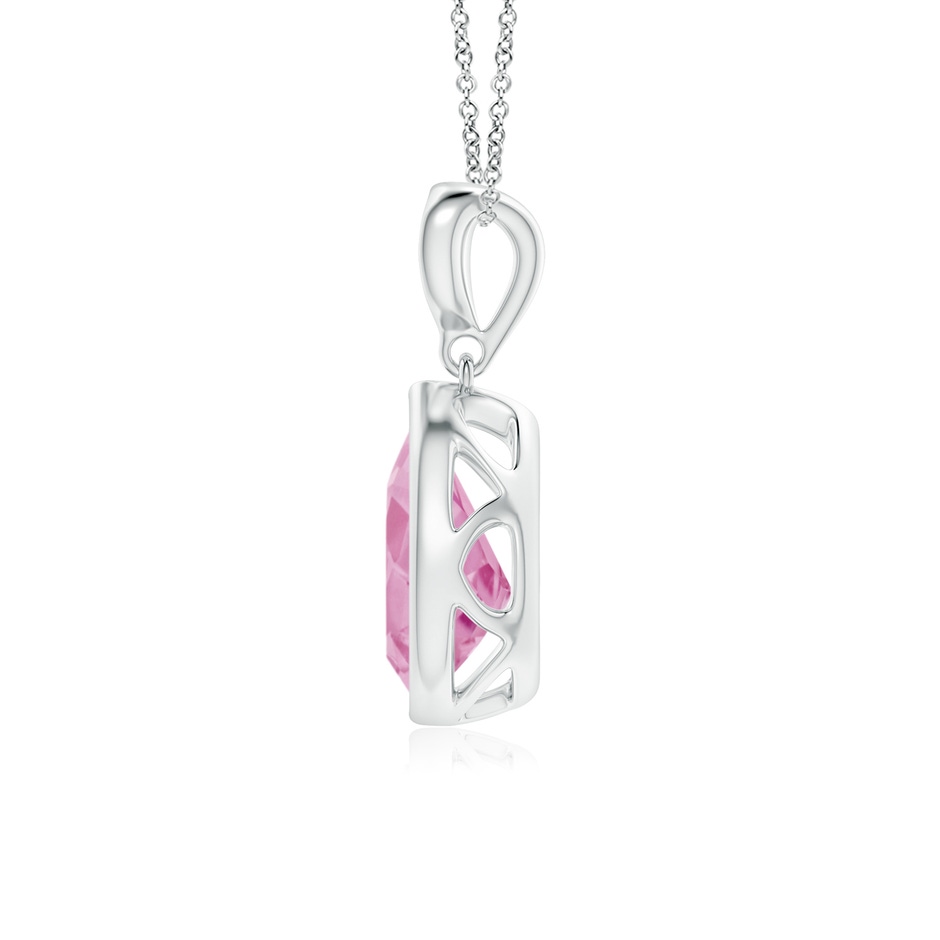 9x6mm A Bezel-Set Pink Tourmaline Teardrop Pendant with Diamond in S999 Silver side 199